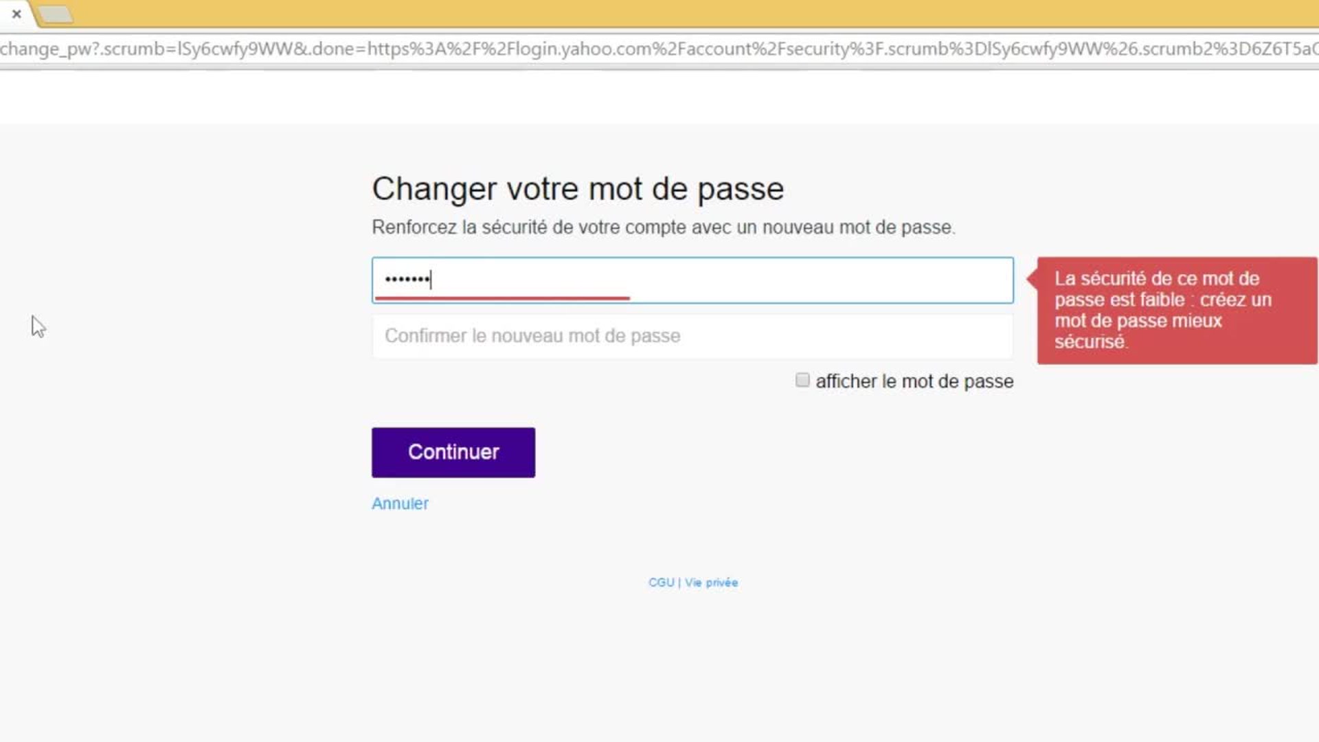 Modifier son mot de passe Yahoo