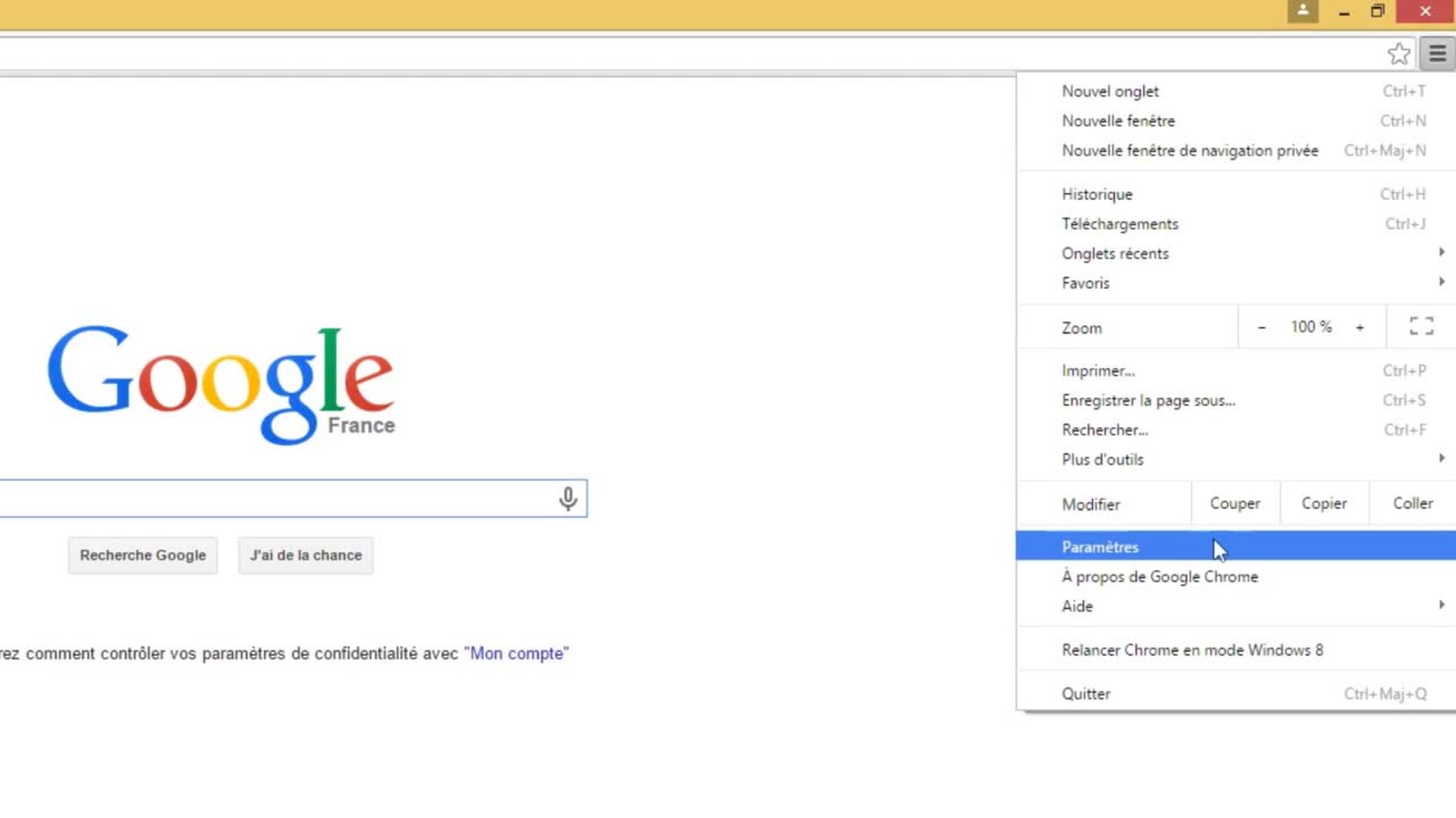 Mettre Google en page d'accueil : changer la page d'accueil
